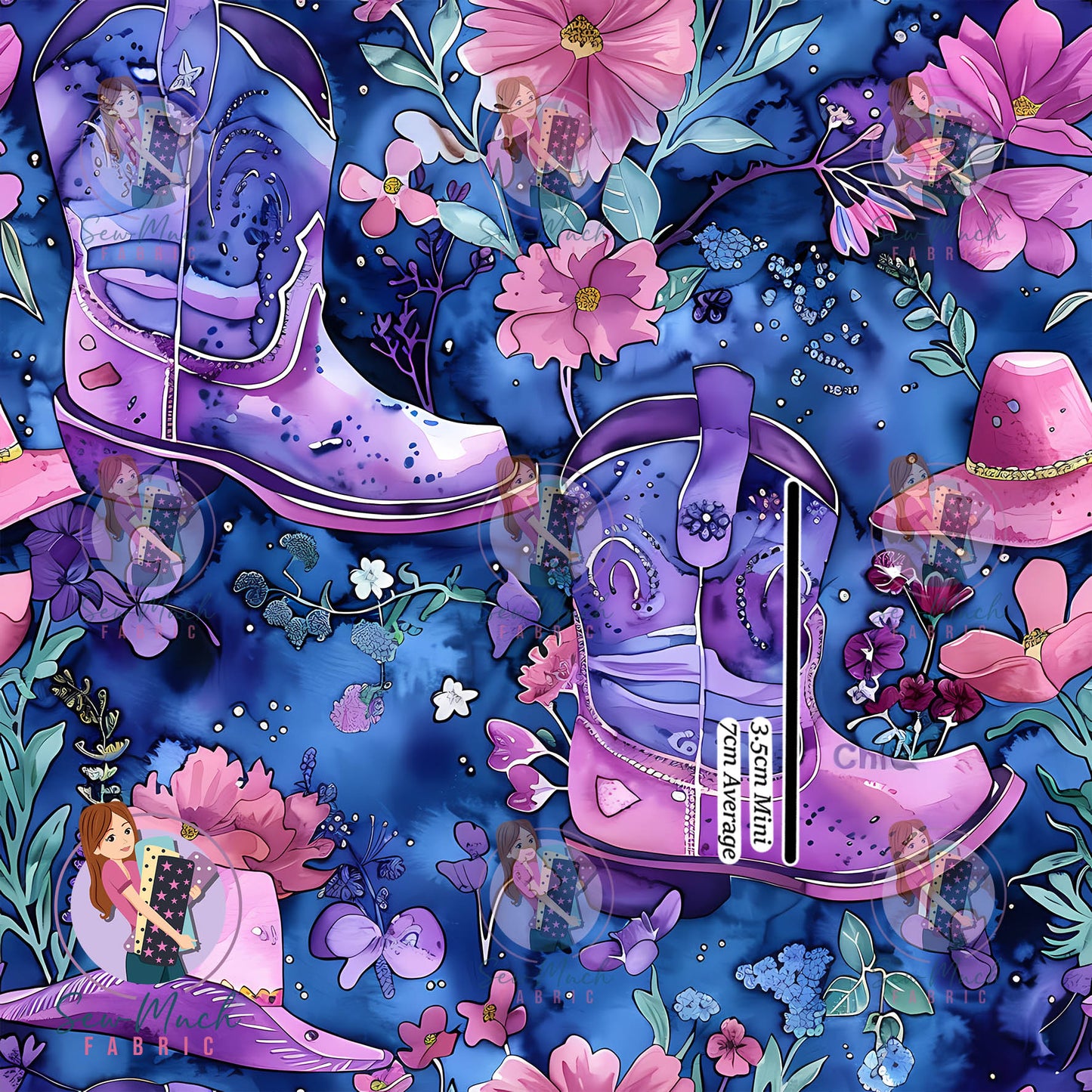 Western Boots Purple | Woven | Retail | Average Scale