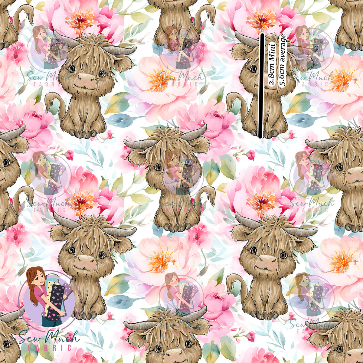 Highland Cows Emma Floral | Woven | Retail | Average Scale