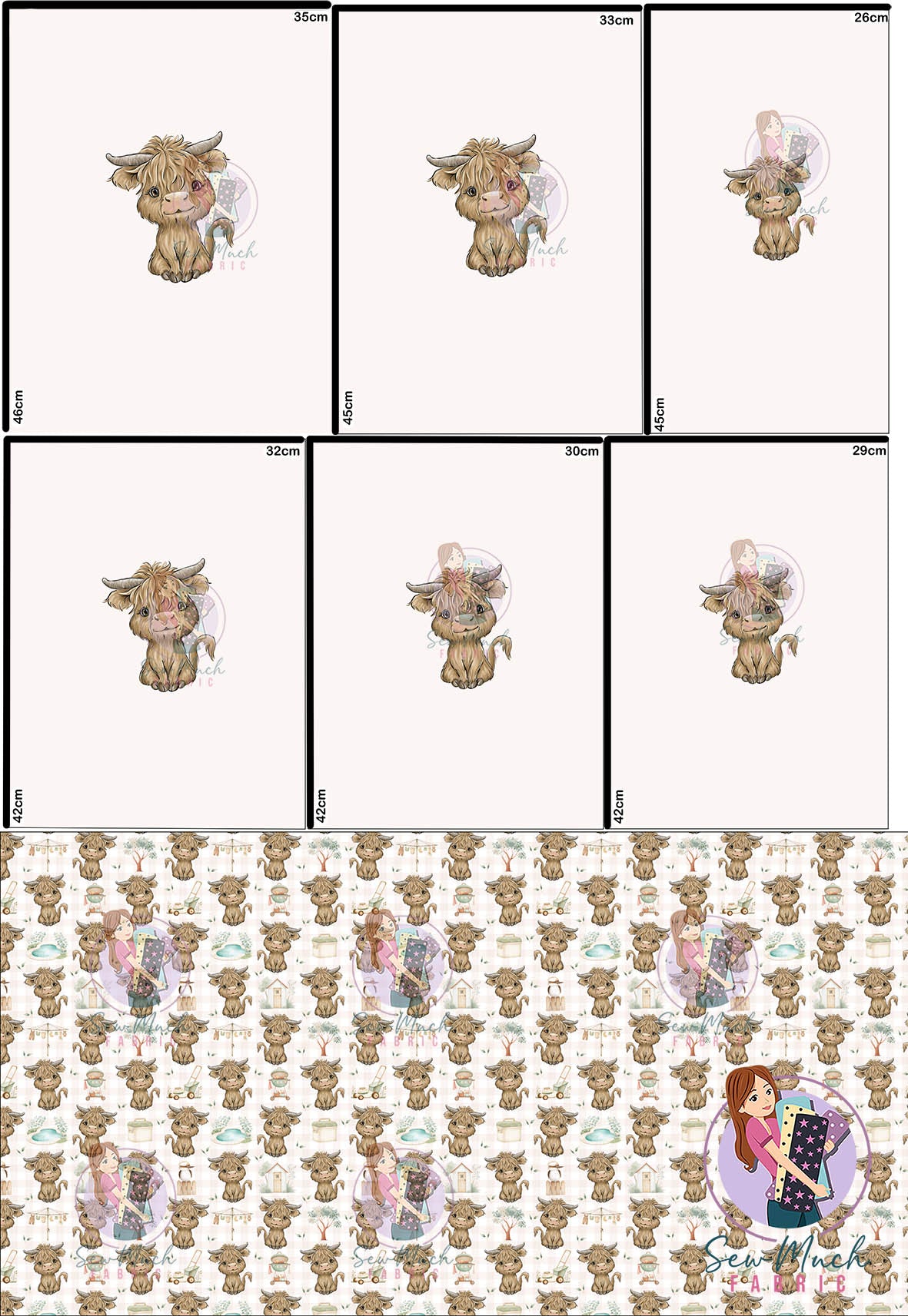SEPTEMBER Pre-Order (1): Highland Cow Aussie Background 'PANEL FOR ROMPERS'