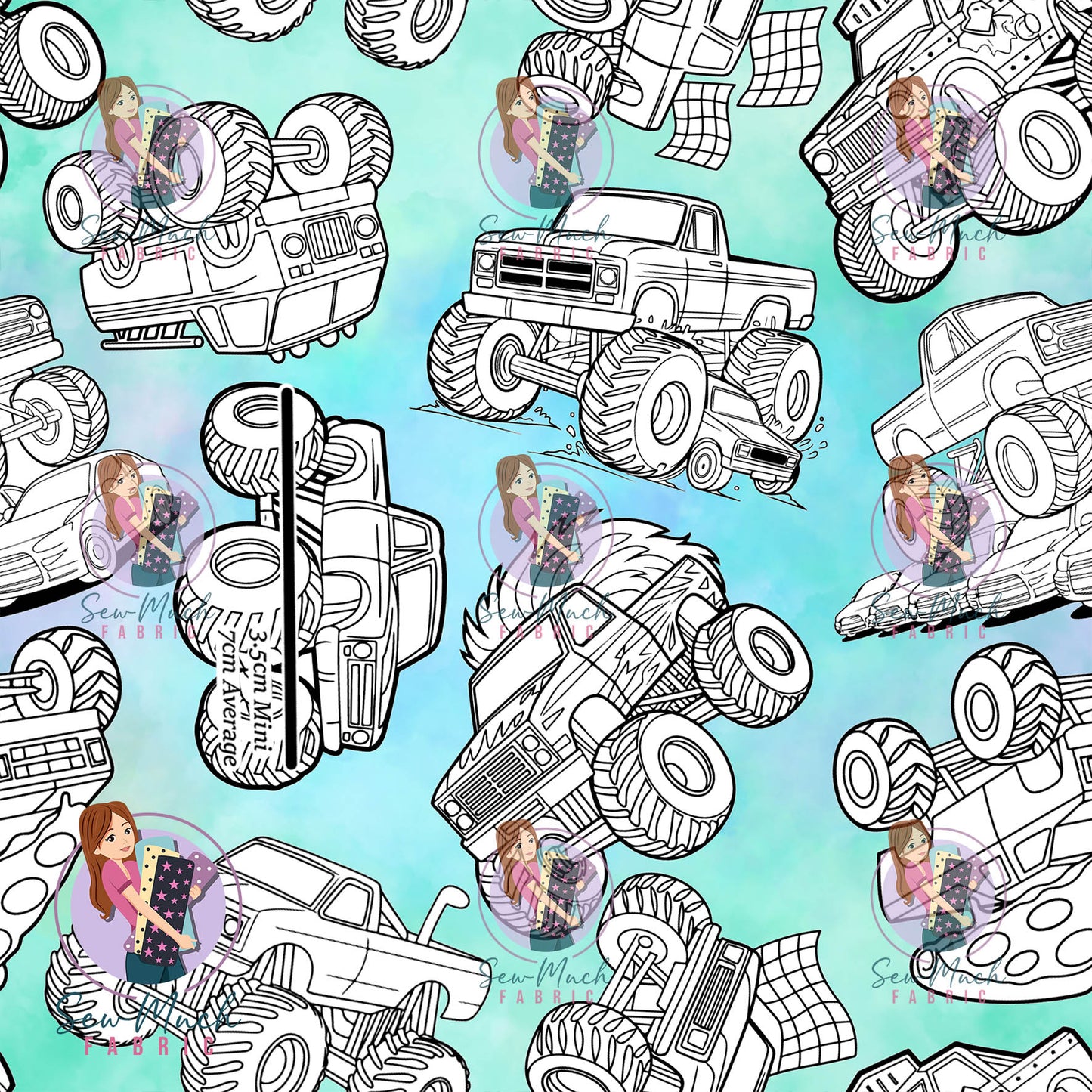 Colour In Monster Trucks | Canvas | Retail | MINI Scale