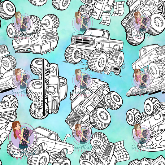 Colour In Monster Trucks | Canvas | Retail | MINI Scale