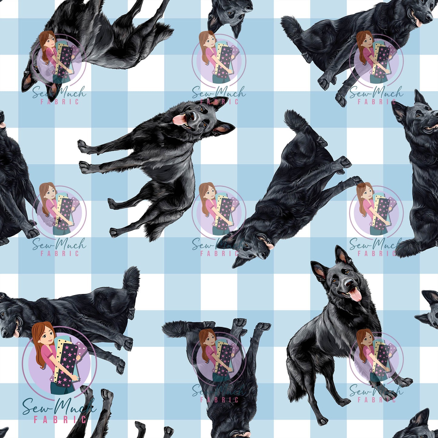 JULY Pre-Order (1): Black German Shepherd Blue Gingham