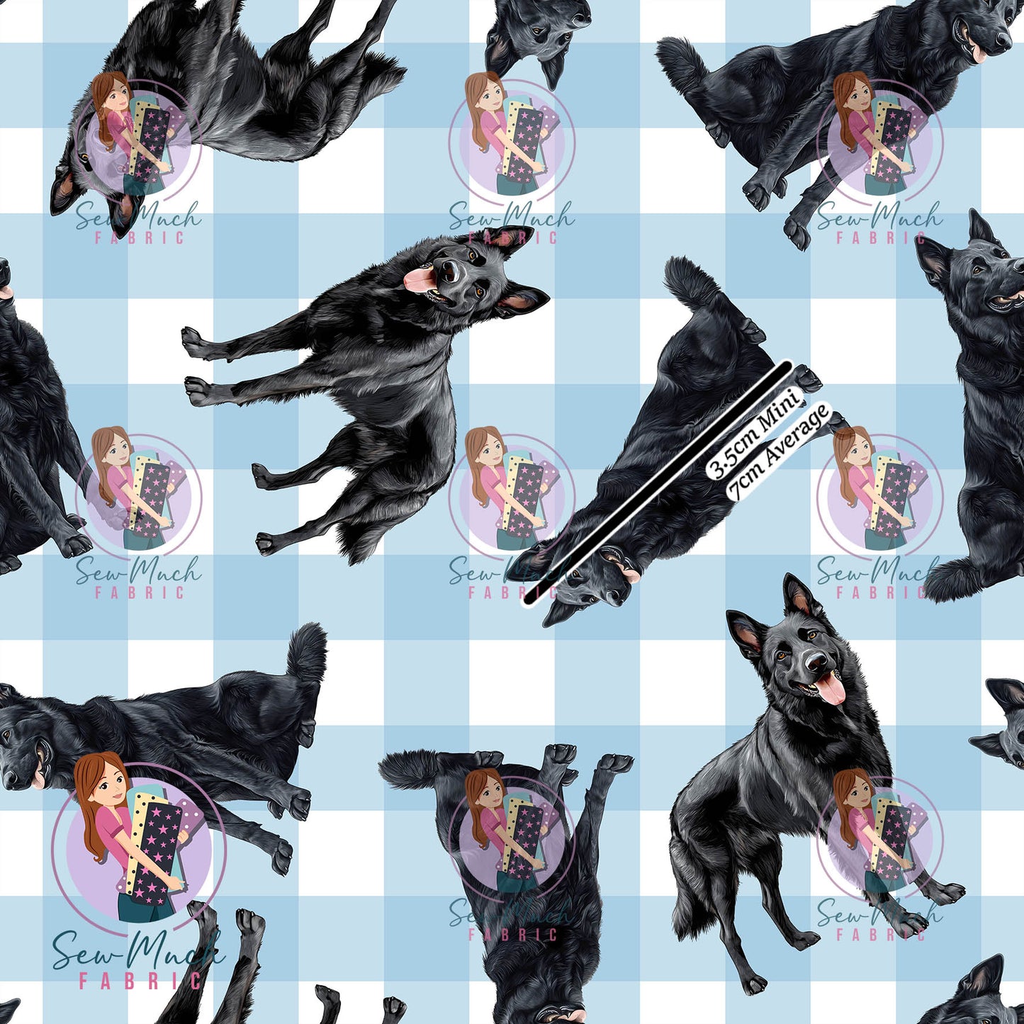 JULY Pre-Order (1): Black German Shepherd Blue Gingham