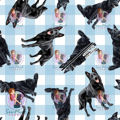 JULY Pre-Order (1): Black German Shepherd Blue Gingham