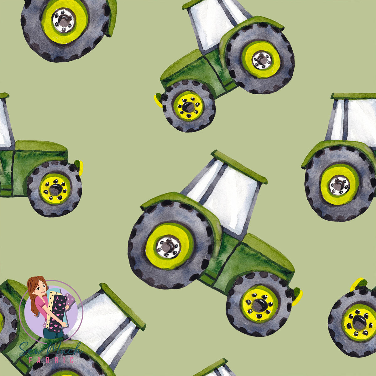 Green Tractor Watercolour | Woven | Retail | Average Scale