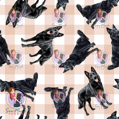 JULY Pre-Order (1): Black German Shepherd Beige Gingham