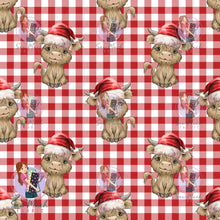 Load image into Gallery viewer, Christmas: Highland Cow Red Gingham  | Knit | Retail | MINI Scale
