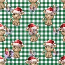 Load image into Gallery viewer, Christmas: Highland Cow Green Gingham | Knit | Retail | MINI Scale
