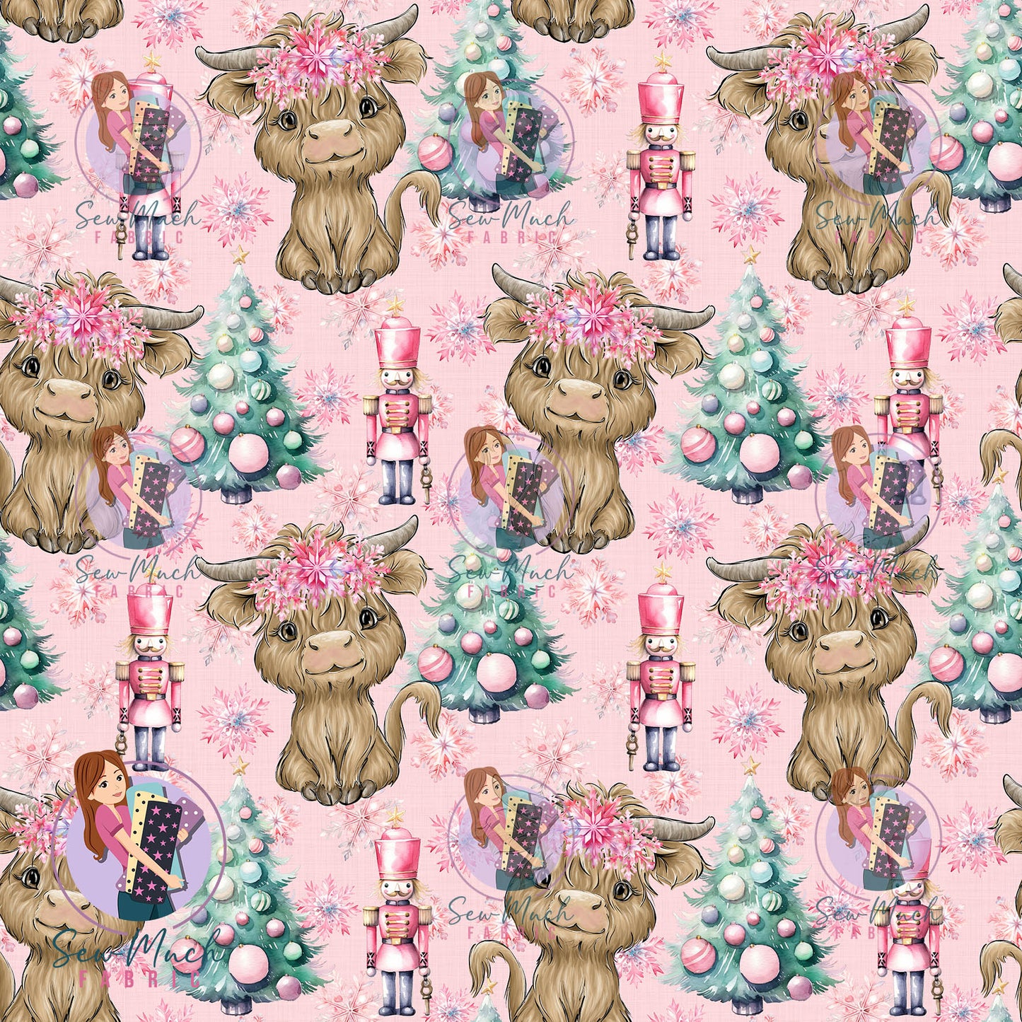 CHRISTMAS Pre-Order: Highland Cow Pink Nutcracker