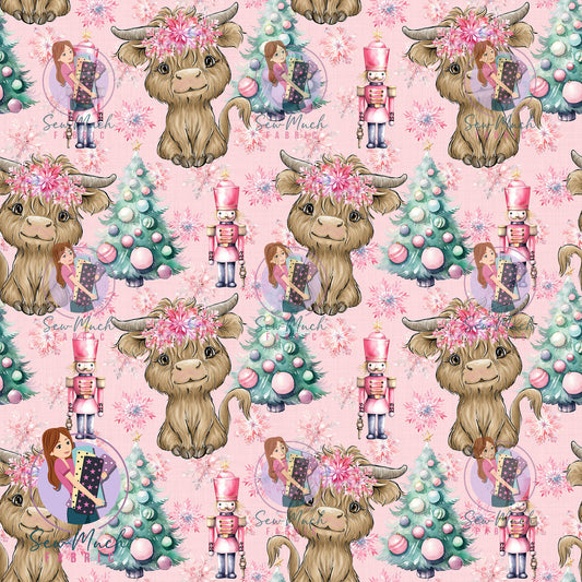 CHRISTMAS Pre-Order: Highland Cow Pink Nutcracker