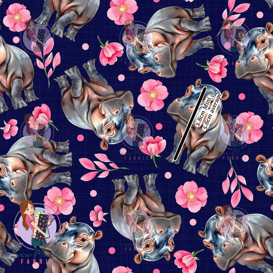 Hippo Navy Floral | Woven | Retail | Average Scale