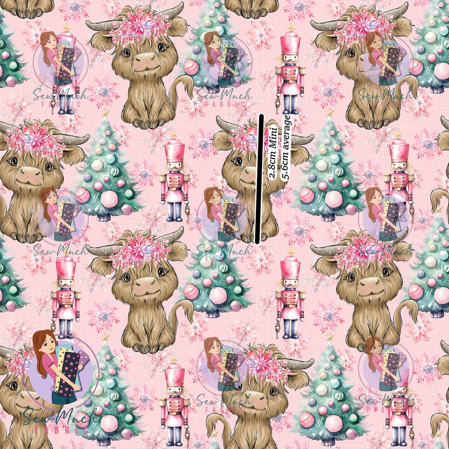 Christmas: Highland Cow Pink Nutcracker | Woven | Retail | Average Scale