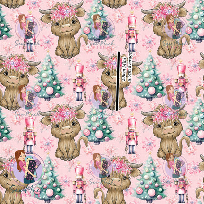 CHRISTMAS Pre-Order: Highland Cow Pink Nutcracker