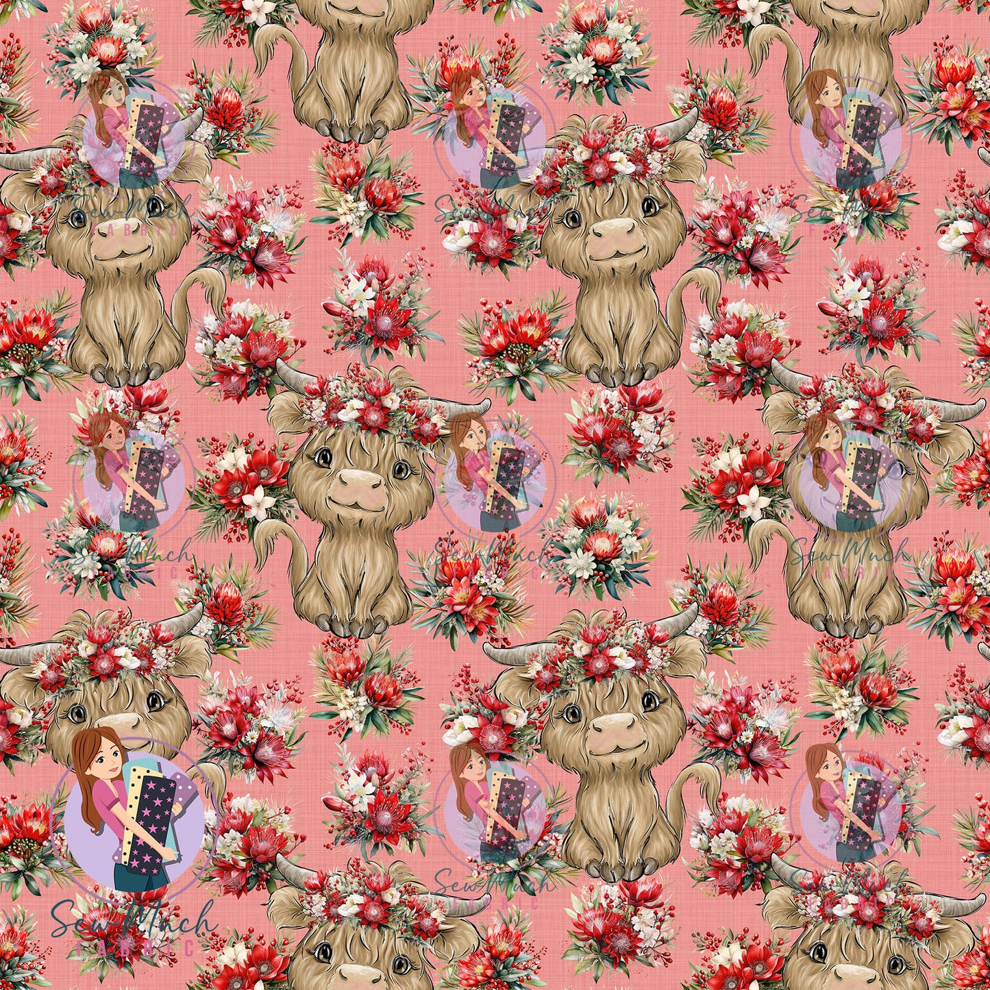 CHRISTMAS Pre-Order: Highland Cow Aussie Floral