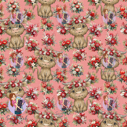 CHRISTMAS Pre-Order: Highland Cow Aussie Floral