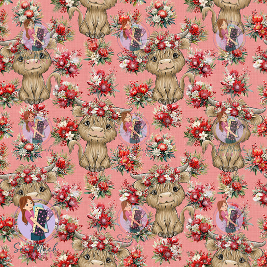 CHRISTMAS Pre-Order: Highland Cow Aussie Floral
