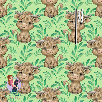 Highland Cows Green Leaves | Woven | Retail | Average Scale