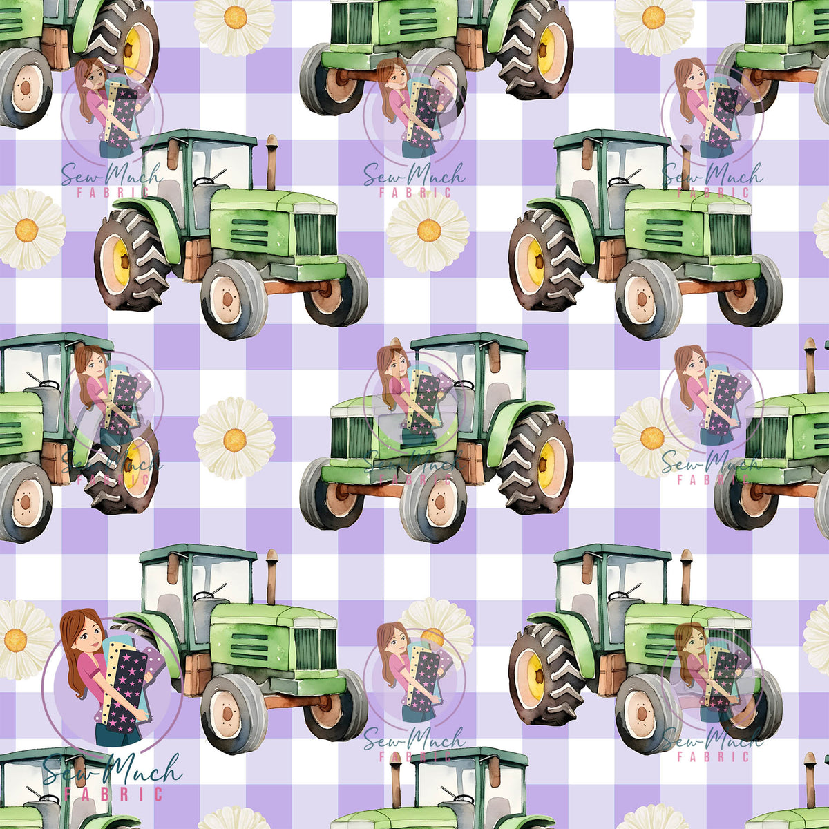 SEPTEMBER Pre-Order (1): Tractors Daisy Purple Gingham