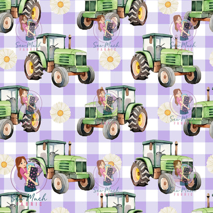 SEPTEMBER Pre-Order (1): Tractors Daisy Purple Gingham