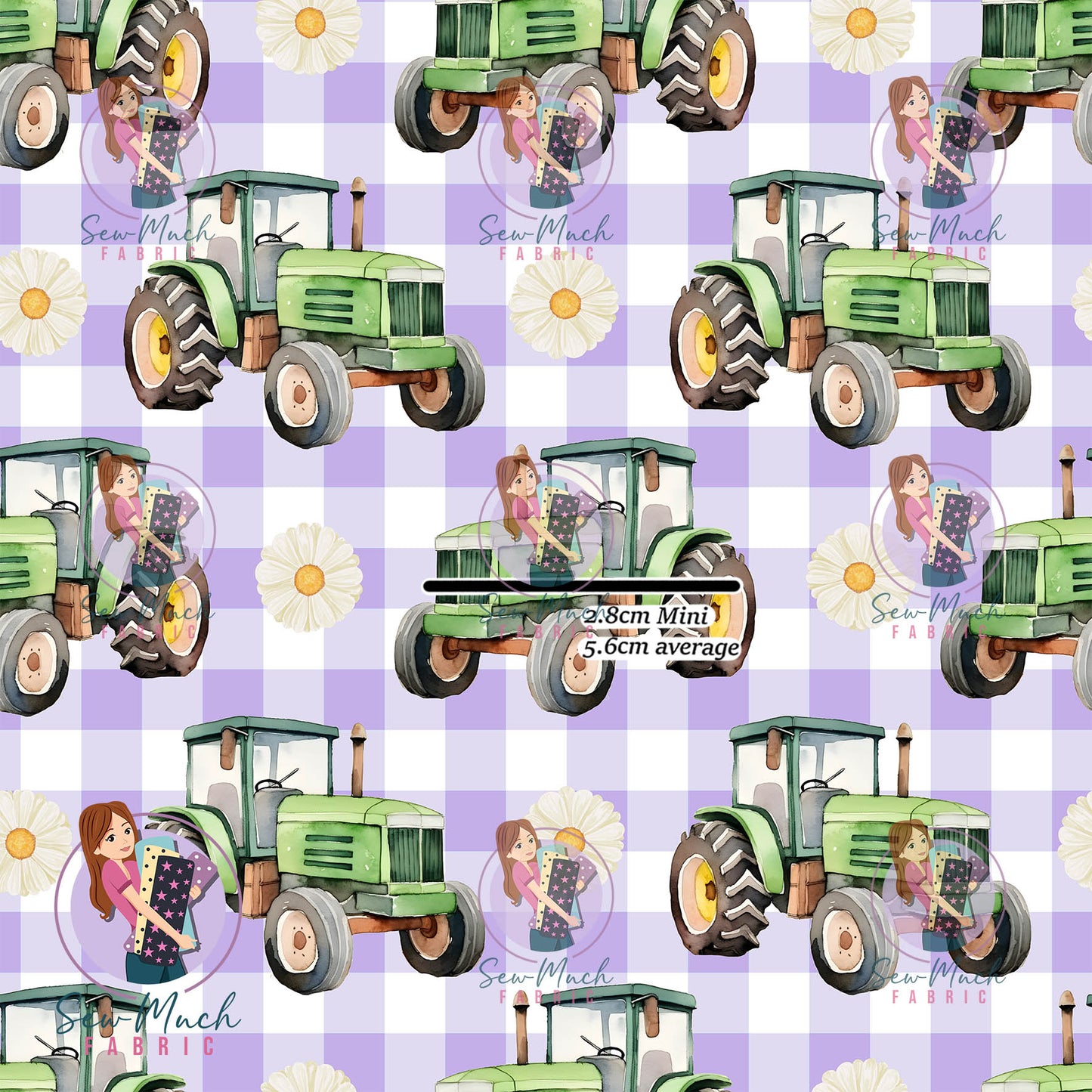 Tractors Daisy Purple Gingham | Woven | Retail | Average Scale