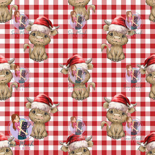 CHRISTMAS Pre-Order: Highland Cow Red Gingham