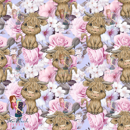 Highland Cows Ada Floral | MINKY | Retail | Average Scale