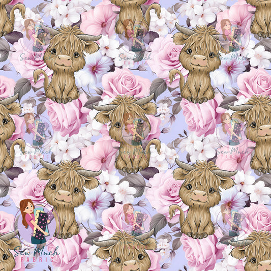 Highland Cows Ada Floral | MINKY | Retail | Average Scale