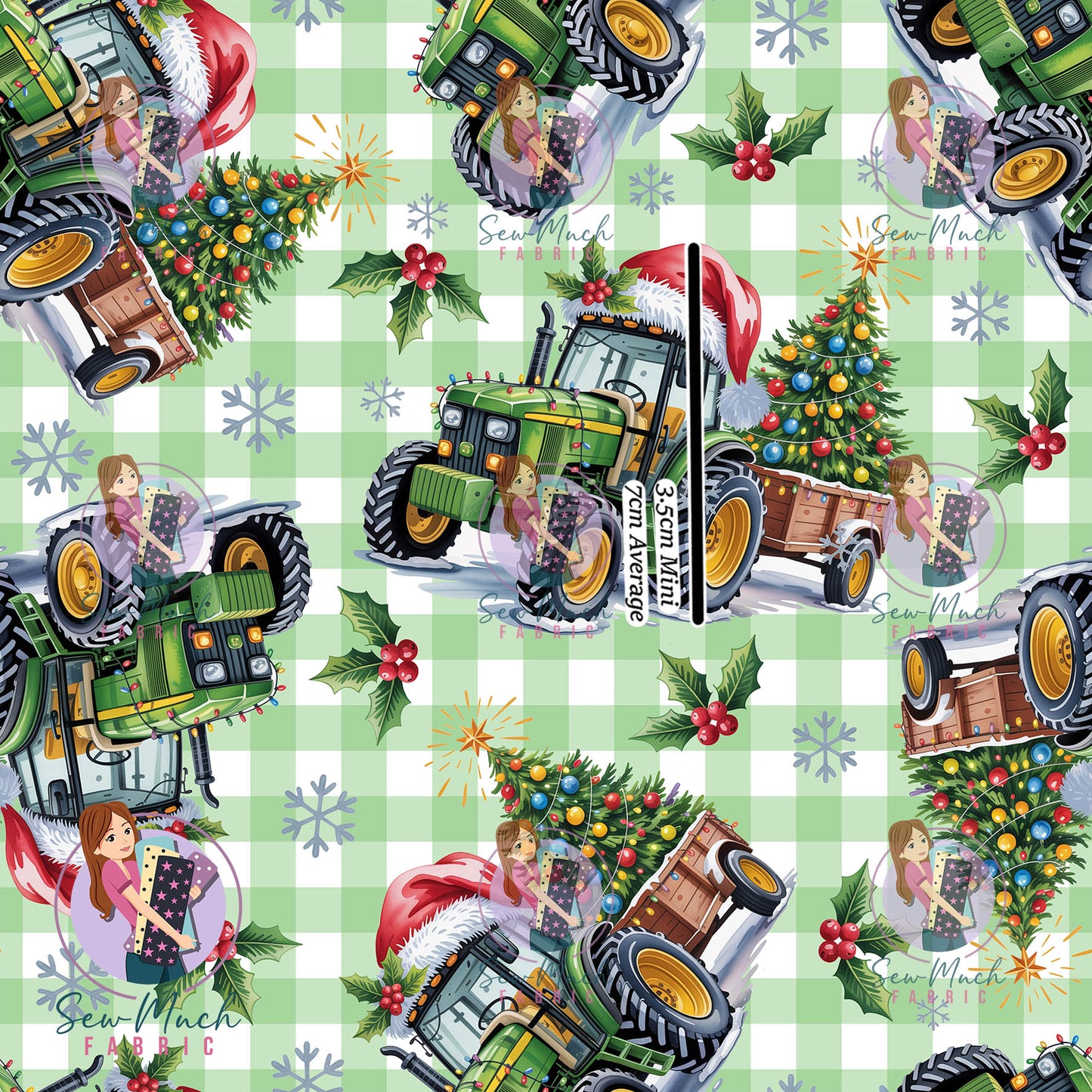 Christmas: Tractor Green Gingham | Woven | Retail | Average Scale
