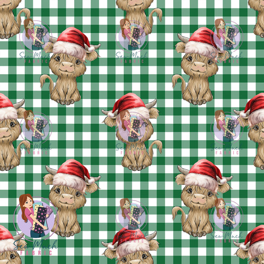 CHRISTMAS Pre-Order: Highland Cow Green Gingham