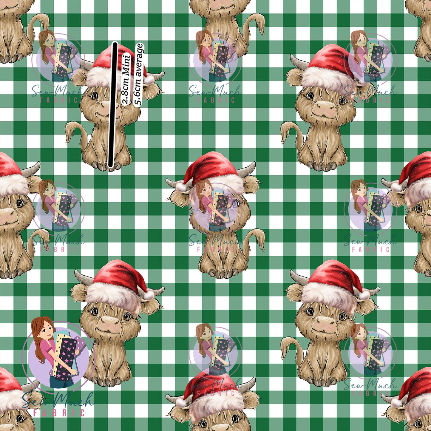 CHRISTMAS Pre-Order: Highland Cow Green Gingham
