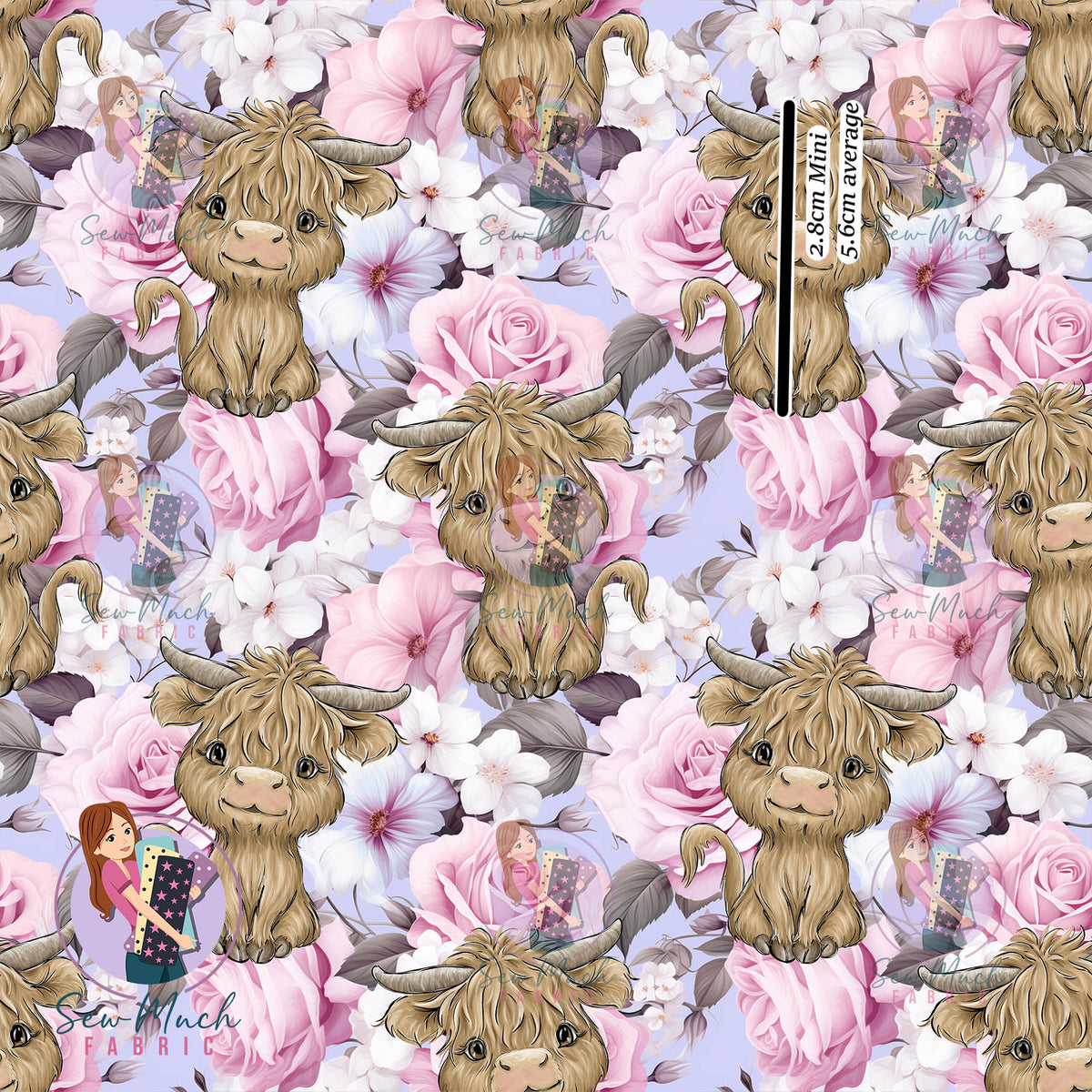 Highland Cows Ada Floral | MINKY | Retail | Average Scale