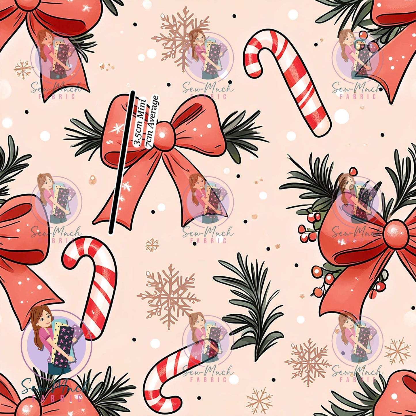 Christmas: Bows & Candy Canes | Woven | Retail | Average Scale