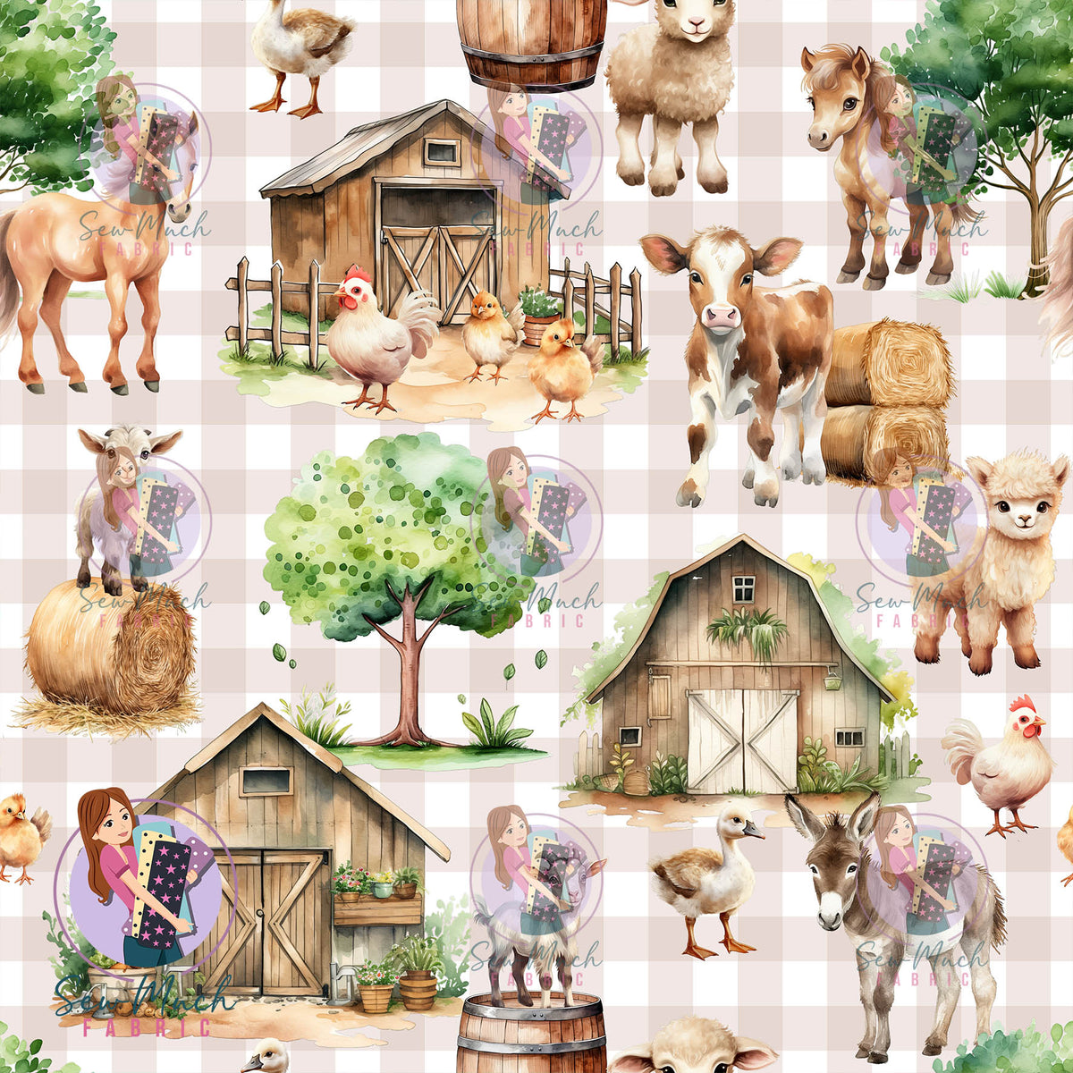 Farmyard Gingham Beige | Knit | Retail | Average Scale