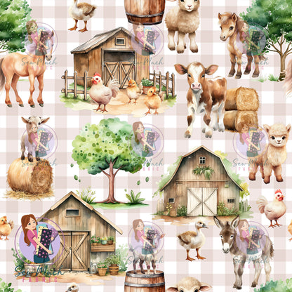 Farmyard Gingham Beige | Woven | Retail | Average Scale