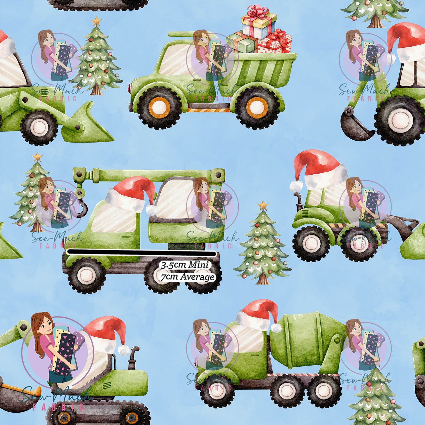 Christmas: Construction Trucks | Woven | Retail | Average Scale
