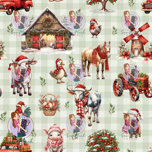 CHRISTMAS Pre-Order: Christmas Farm Green Gingham