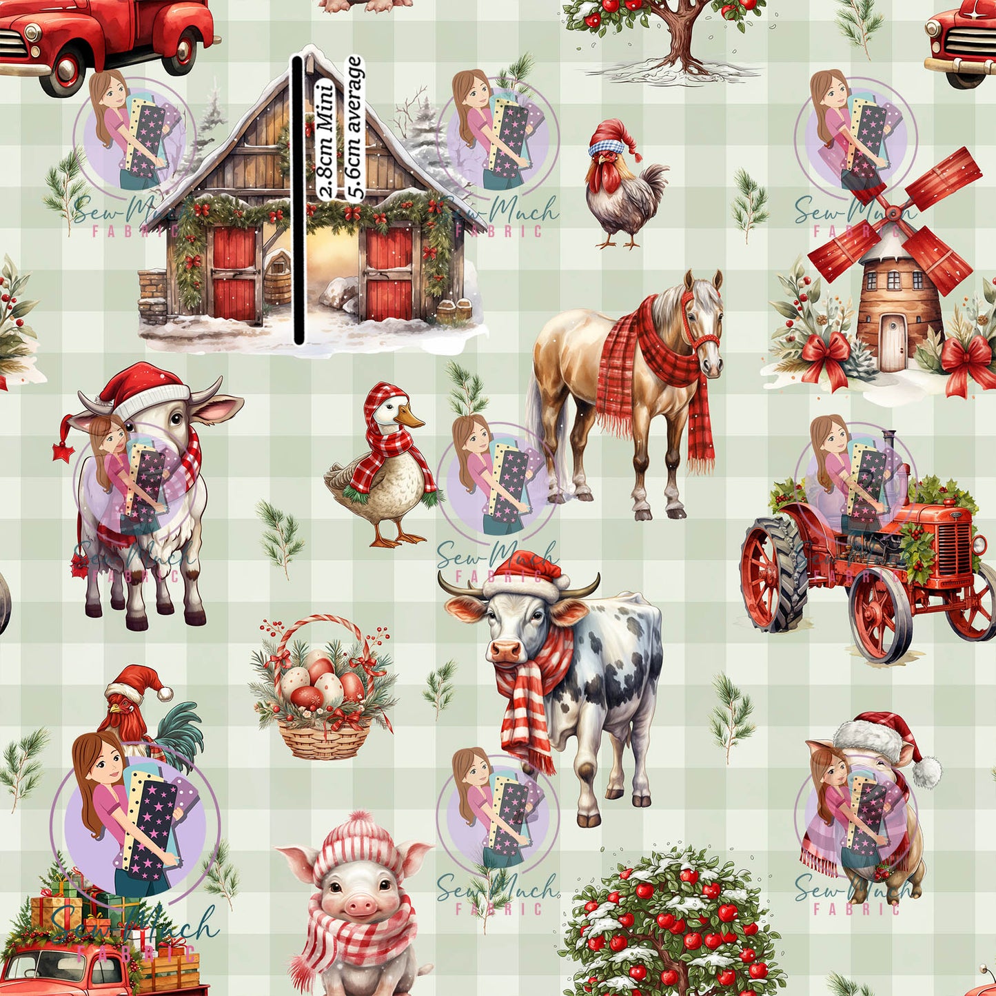 Christmas: Farm Sage Gingham | Woven | Retail | Avreage Scale
