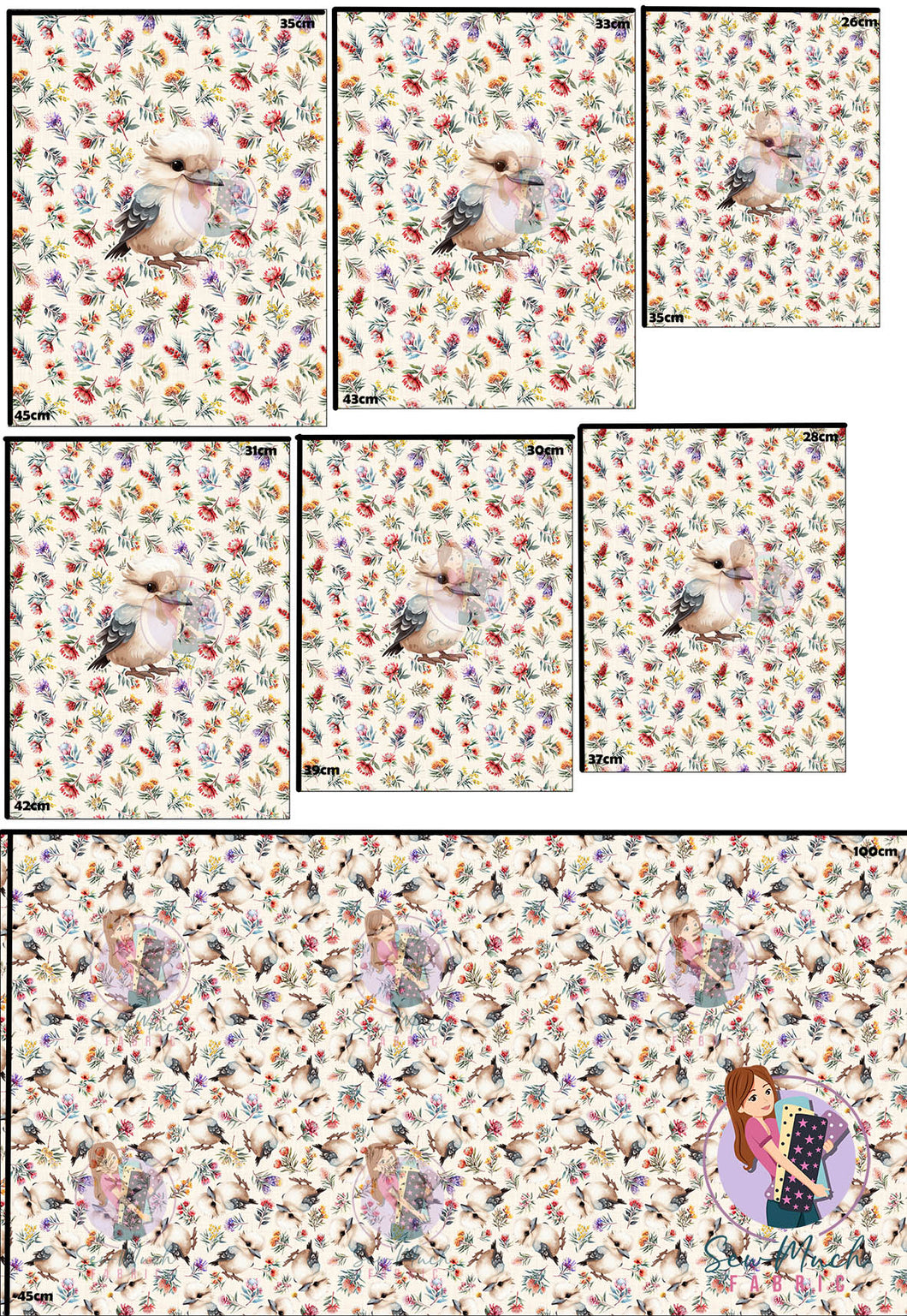SEPTEMBER Pre-Order (2): Kookaburra Flora 'PANEL FOR ROMPERS'
