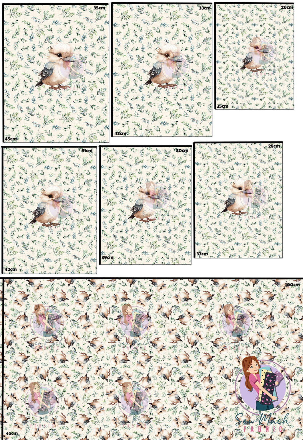 SEPTEMBER Pre-Order (2): Kookaburra Eucalyptus 'PANEL FOR ROMPERS'