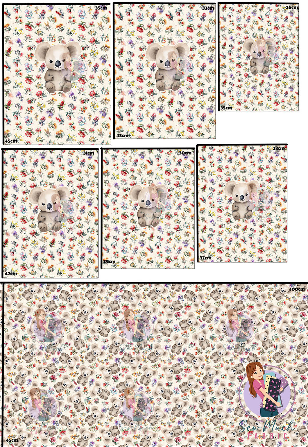 SEPTEMBER Pre-Order (2): Koala Flora 'PANEL FOR ROMPERS'