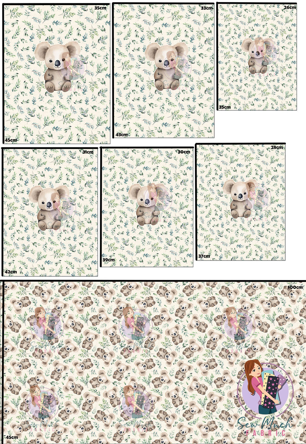 SEPTEMBER Pre-Order (2): Koala Eucalyptus 'PANEL FOR ROMPERS'
