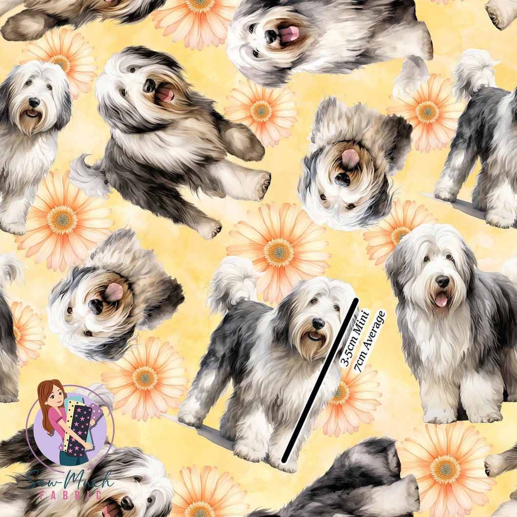 Old English Sheepdog FLORAL | Woven | Retail | MINI Scale