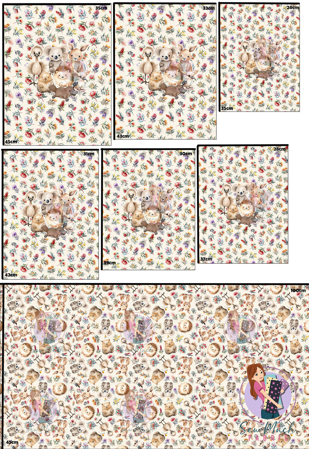 SEPTEMBER Pre-Order (2): Australian Animals Flora 'PANEL FOR ROMPERS'