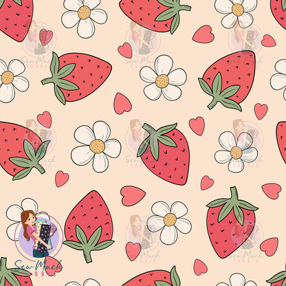 Strawberry Floral | Waterproof Canvas | Retail | Average Scale