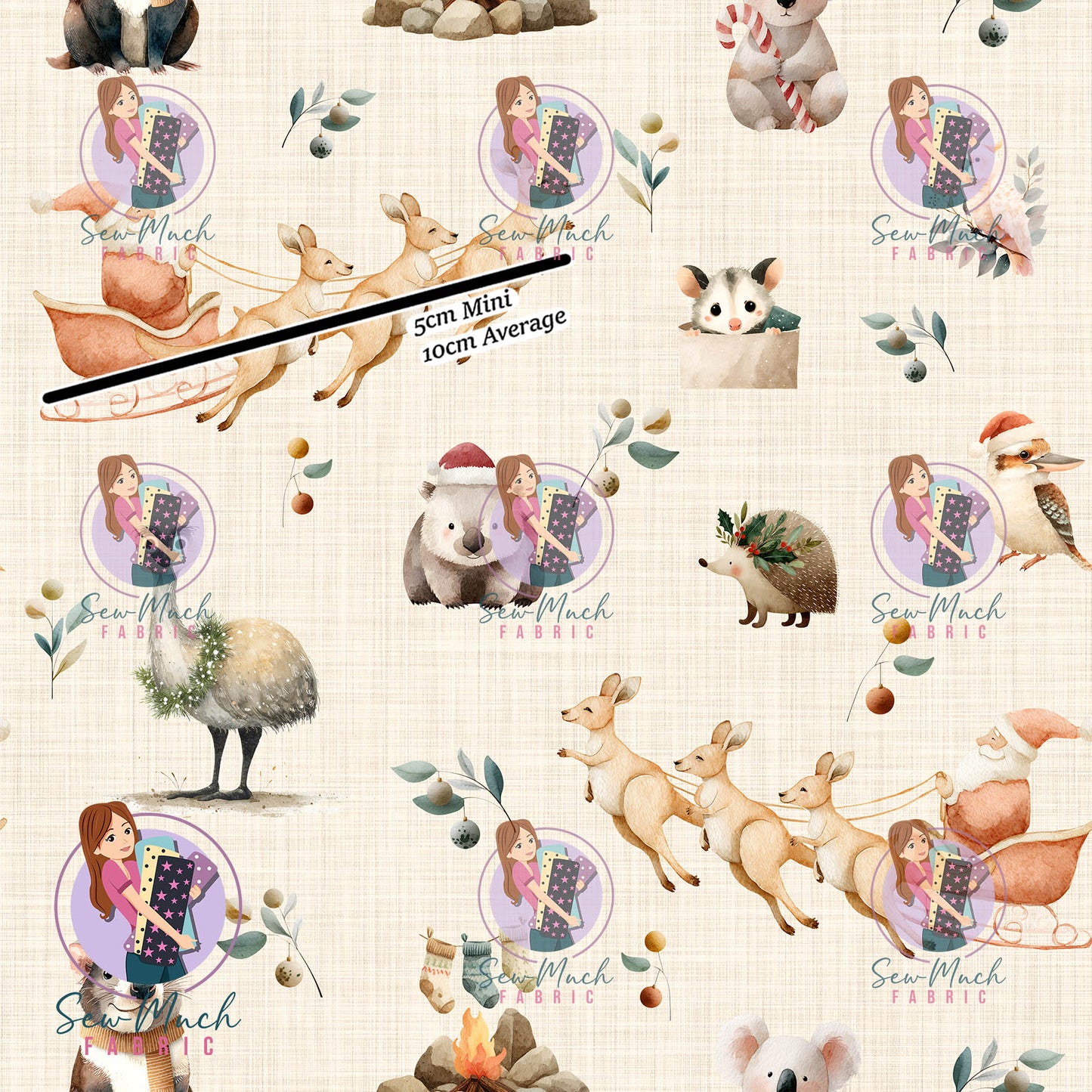 Christmas: Aussie Sleigh Beige | Woven | Retail | Average Scale