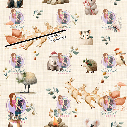 Christmas: Aussie Sleigh Beige | Woven | Retail | Average Scale