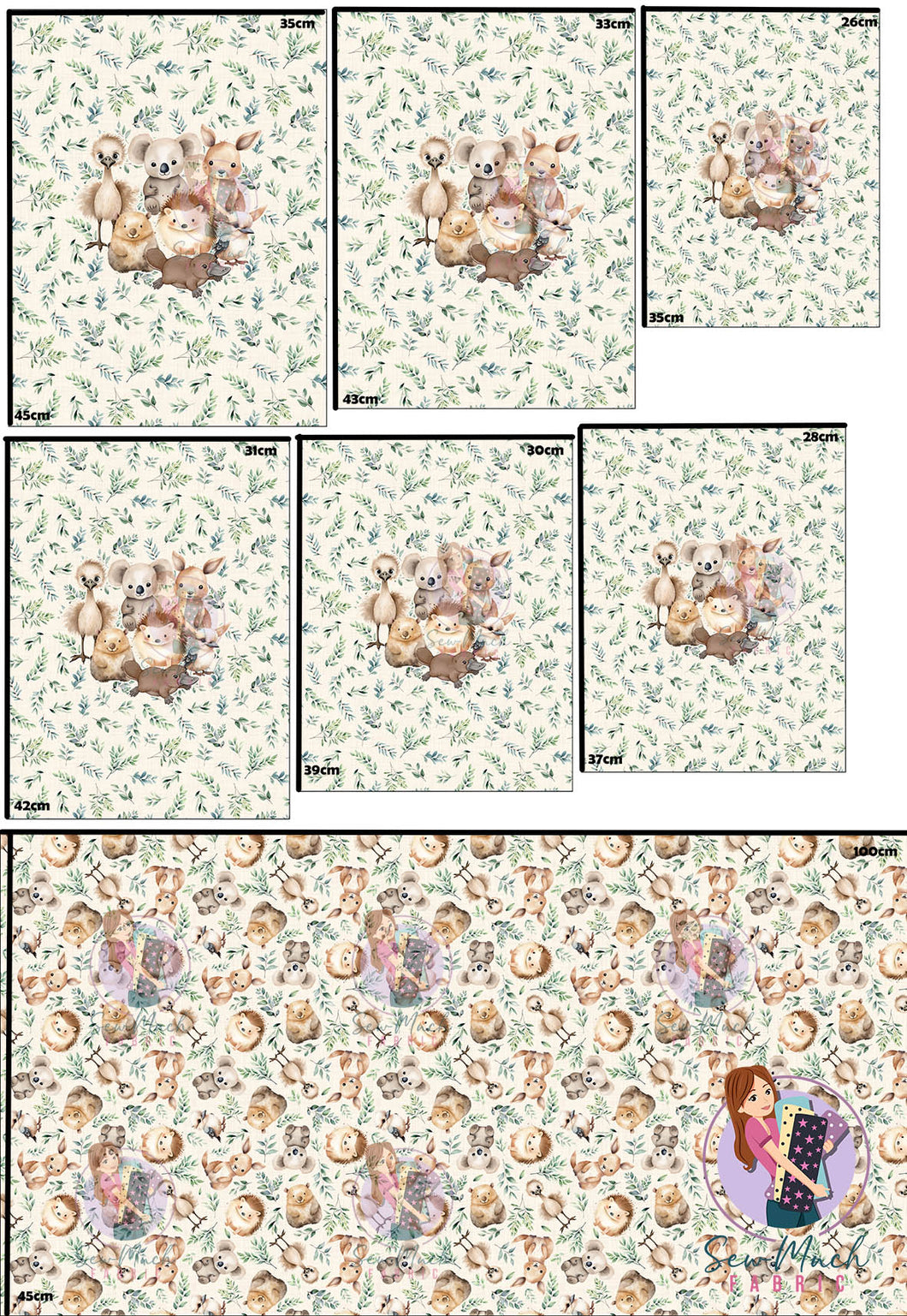 SEPTEMBER Pre-Order (2): Australian Animals Eucalyptus 'PANEL FOR ROMPERS'