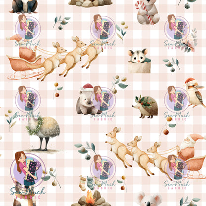 CHRISTMAS Pre-Order: Roo-dolph's Christmas Run Gingham Beige