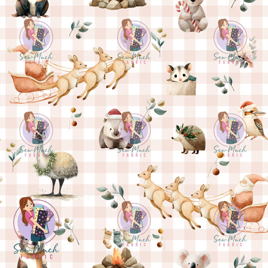 CHRISTMAS Pre-Order: Roo-dolph's Christmas Run Gingham Beige