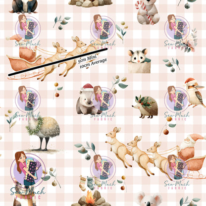 CHRISTMAS Pre-Order: Roo-dolph's Christmas Run Gingham Beige